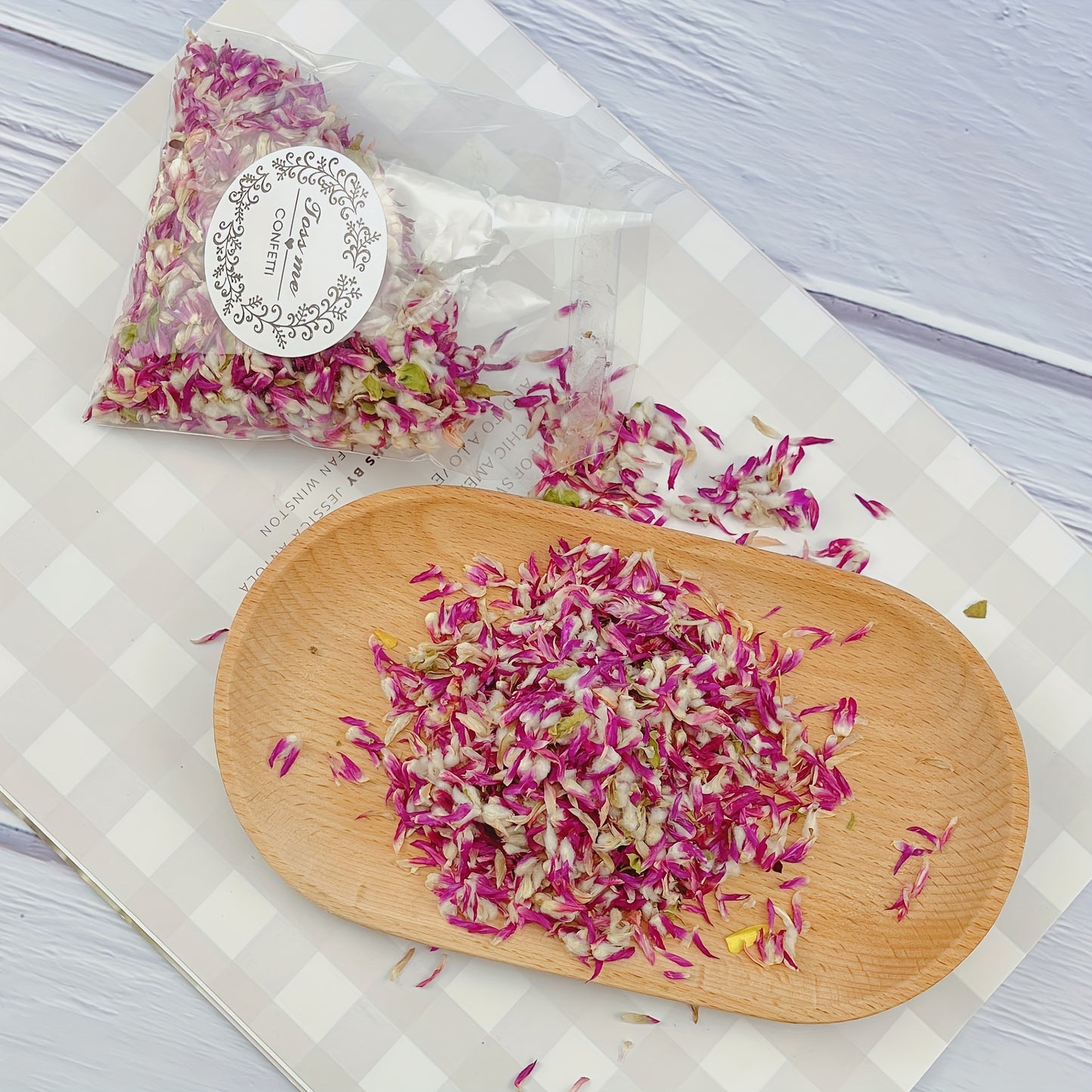 1pc/10g Dried Flower Floral Petals, Can Be Used For Wedding Scene, Birthday Scene, Indoor And Outdoor Landscaping Arrangement, Rain, Glass Bottle Decorations -winter, new year