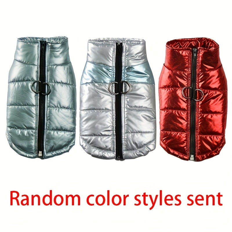 Reflective Waterproof Dog Jacket, Zippered Pet Coat with Belt Loops, 100% Polyester Woven Snow Suit for Small, Mini & Toy Breeds, Random Color
