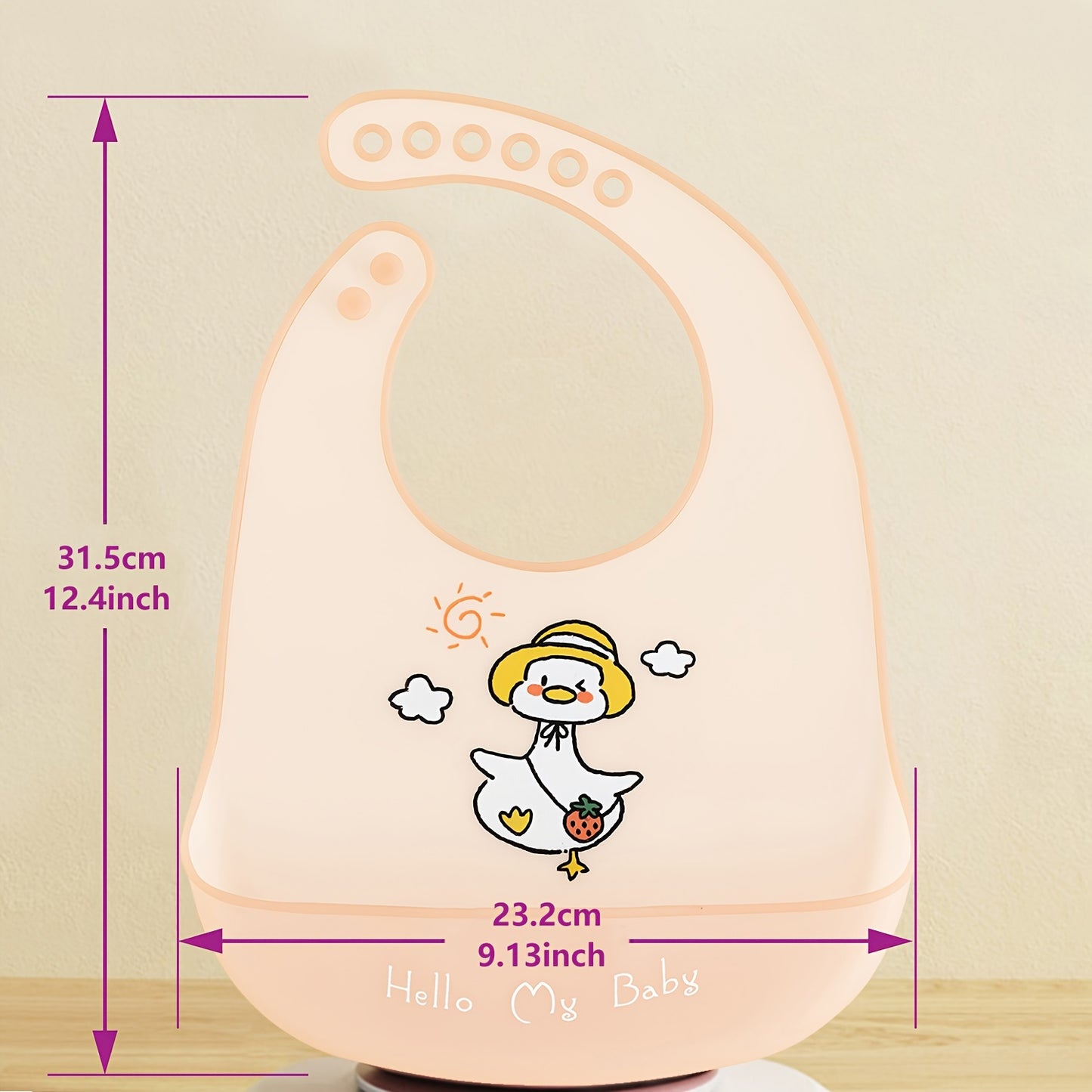 1pc Silicone Baby Bib - Lightweight, Snap Closure, Cute Designs for Boys & Girls, Perfect for Feeding Time, Durable & Easy to Clean, Feeding Accessorie