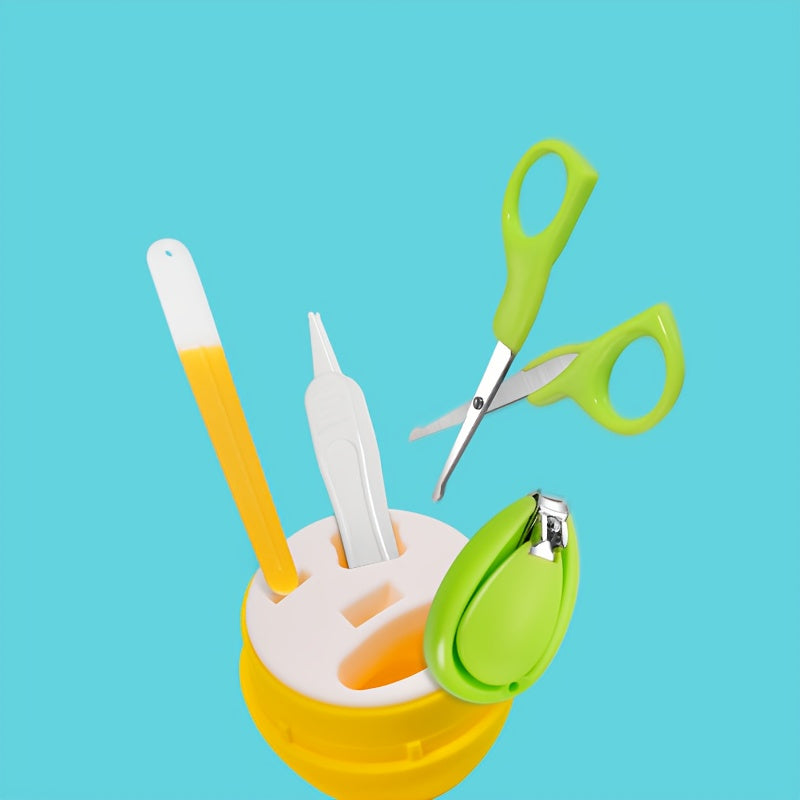 4pcs Infant Grooming Kit, 4-In-1 Nail Clipper Set, Includes Nail Clippers, Scissors, Nail File, And Tweezers