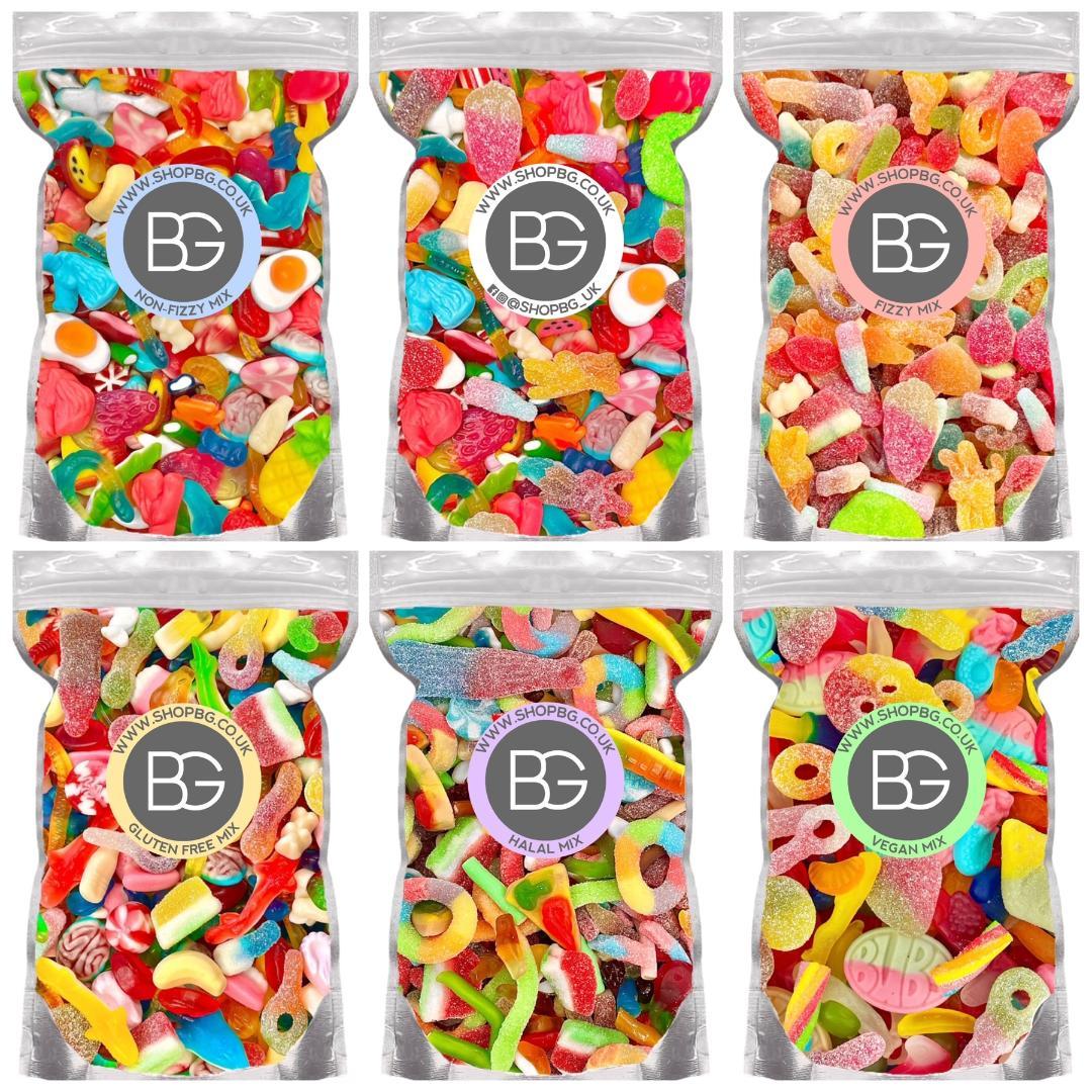 BG 800g Pick & Mix Sweets - Quality Large Retro Candy Sweeties Fresh Assortment, Fizzy, Jelly, Non-Fizzy, Gluten Free, Mixed 800g - Choose Your Pouch