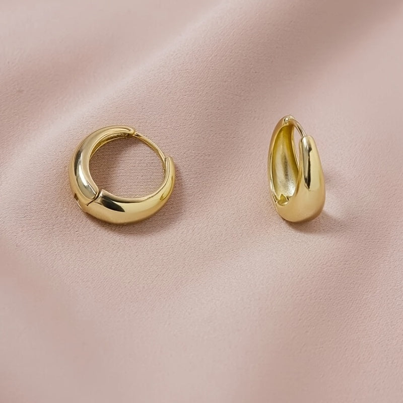 Minimalist Luxury Golden Hoop Earrings Copper 14K Gold Plated Jewelry Female Daily Wear Accessories