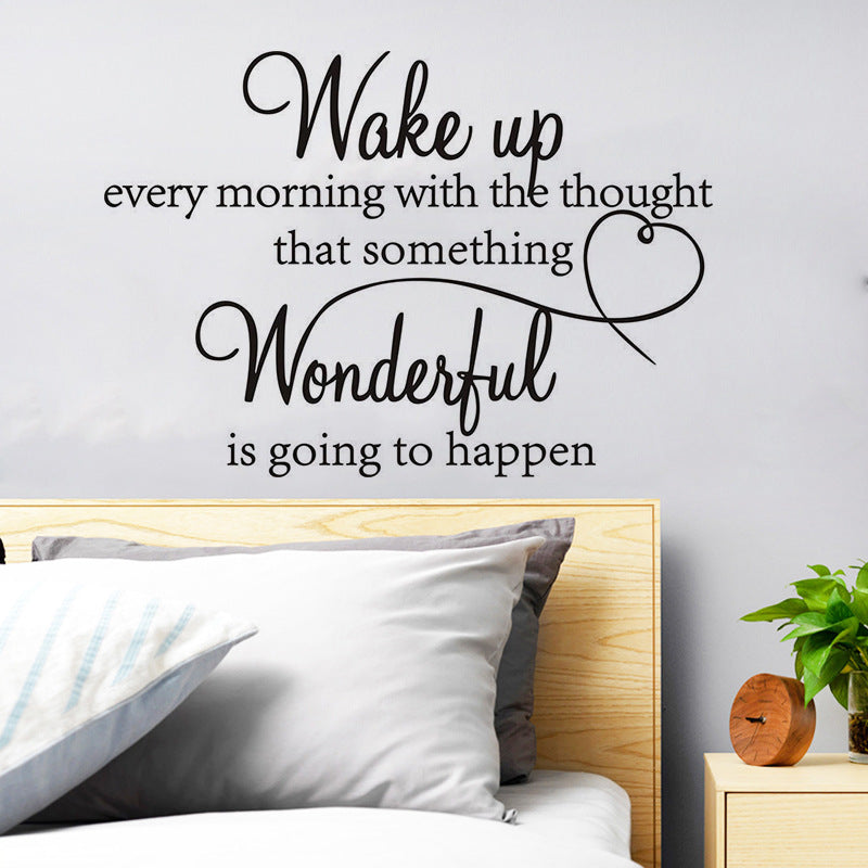 1pc Wall Decal Wake Up Every Morning With The Thought That Something Wonderful Is Going To Happen Vinyl Wall Decals Sayings Art Lettering Wall Stickers For Bedroom Living Room Inspirational Wall Decals