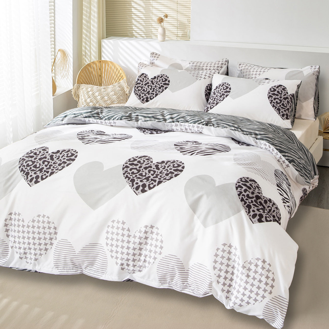 3pcs Multicolor Printed Duvet Cover Set | Polyester, Zipper Closure, Machine Washable, All-season Use