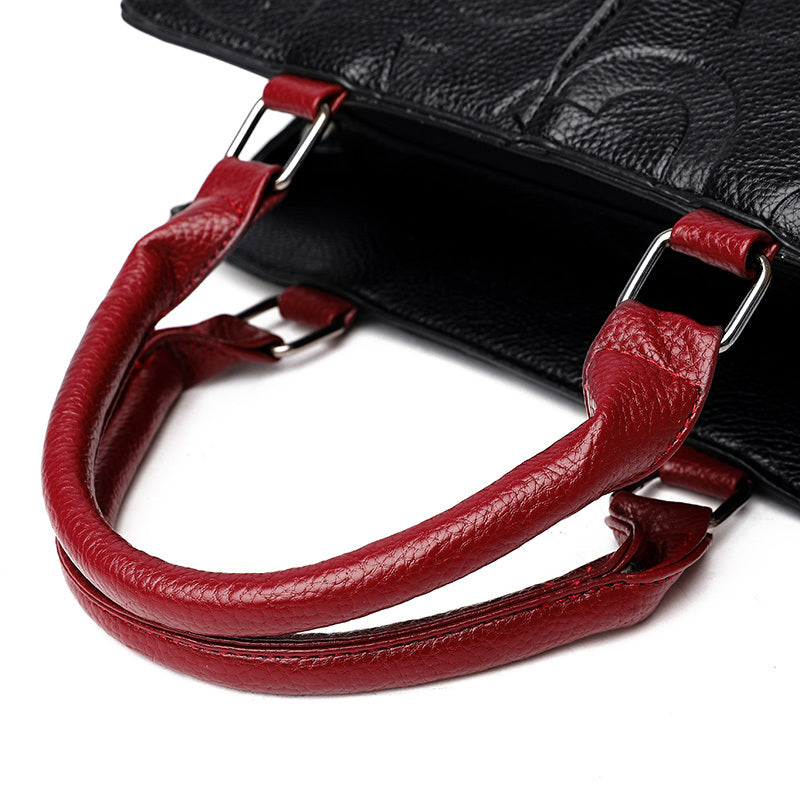 Chic Solid Color Letter-Embossed Handbag – Versatile, Foldable, Secure Zip & Removable Strap, Polyester-Lined for Daily Elegance (8.4x8.6x3.5) Inch