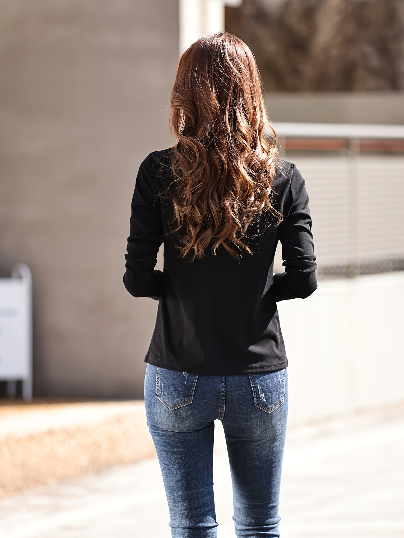 Women'S Elegant Crew Neck T-Shirt, 100% Polyester Knit Fabric, High Stretch Solid Color Top, Regular Length, 180gsm - Spring/Summer Fashion