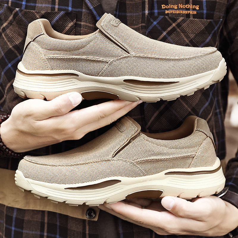Men's Canvas Breathable Slip On Loafer Shoes Comfortable Walking Sneakers