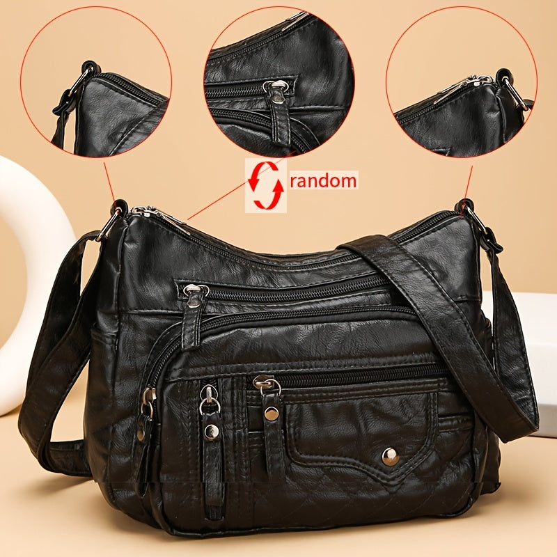 8108 Large Capacity Soft Bag Single Shoulder Crossbody Bag Flower Shape Random, Shoulder Strap Direction Random, Pull Head Direction Random