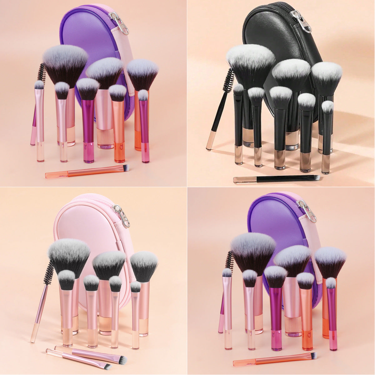 10pcs Mini Makeup Brush Set with Zip Case