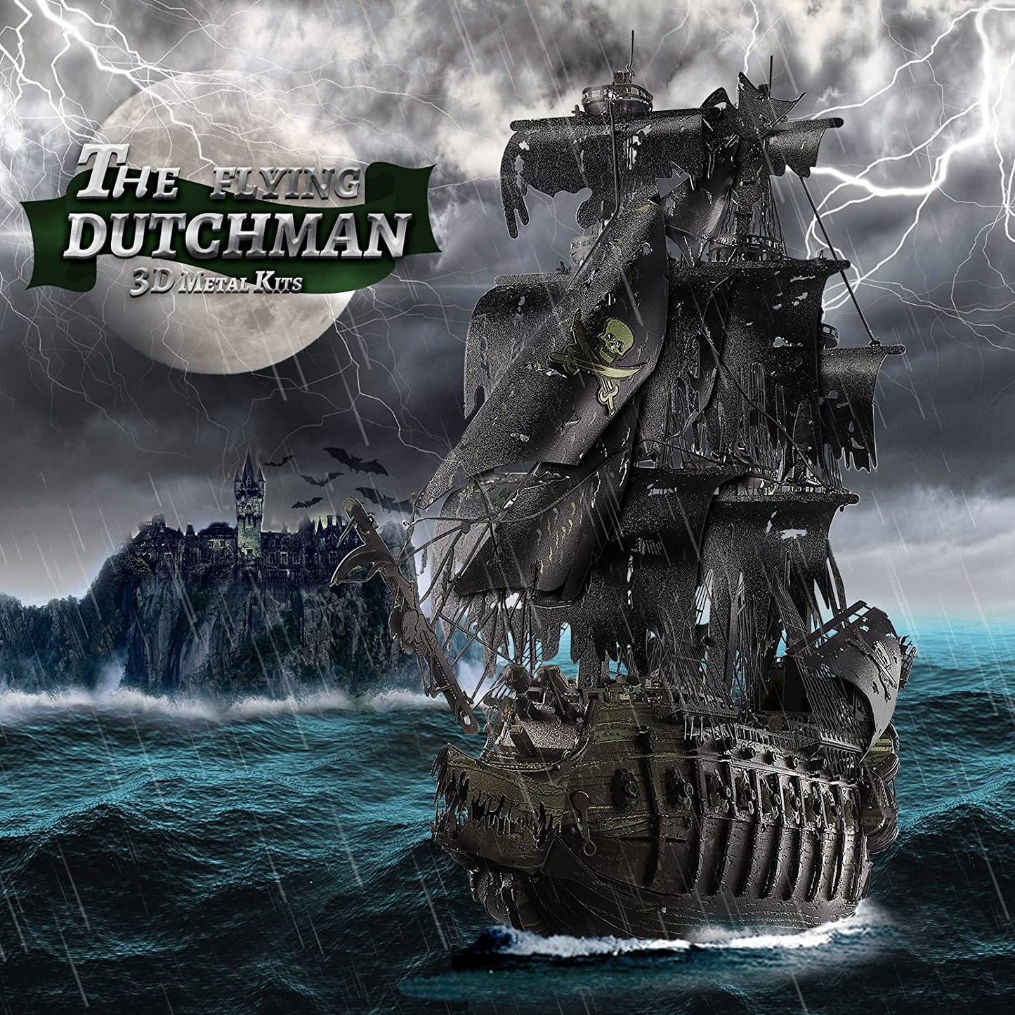 Piececool Metal 3D Puzzles for Adults, Flying Dutchman Pirate Ship Model Kits, 3D Watercraft Model Building Kit, DIY Craft Kits Difficult 3D Puzzles for Family Time, Great Birthday Gifts
