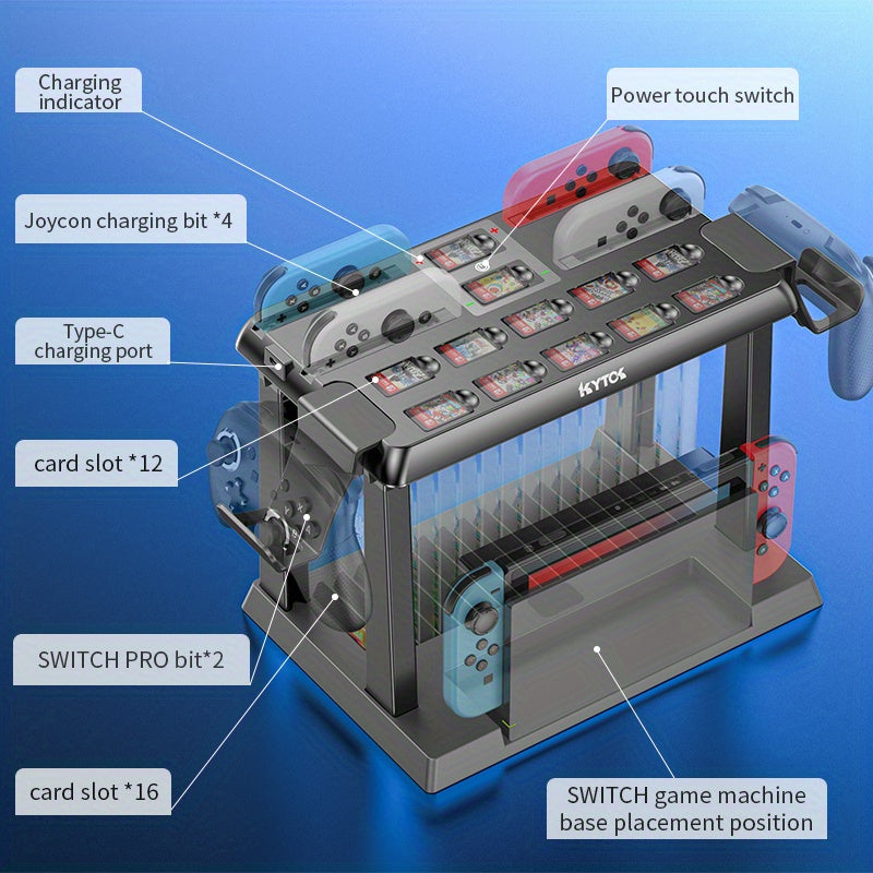 For Switch Handle Multifunctional Accessories Kit Storage with Card Slot and Charging Bracket for Game CD Cassette