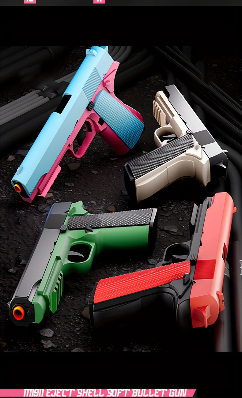 New Style Toy Gun Soft Clip Pistol [Upgradeable Continuous Shot] Short Bit Suspension Mode Clip And Pull Back Action, Toy Foam Blaster, Educational Toys Models Halloween Christmas Gift