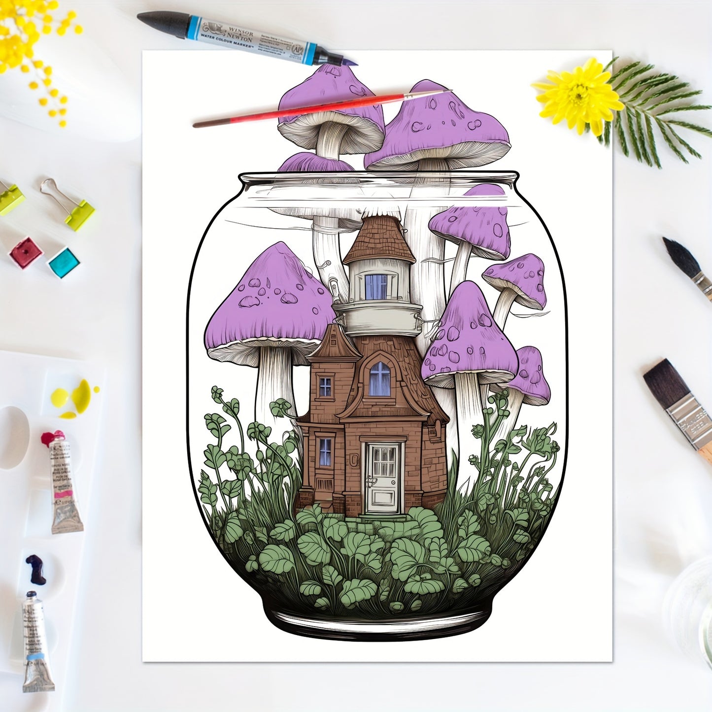 1pc 32 Pictures A4 Flower World Coloring Book, Wonderful Various Flowers Patterns To Help Reduce Stress And Calming, Excellent Gift For Birthday, Party, Halloween, Thanksgiving, Christmas, Mother's Day And Valentine's Day, Or