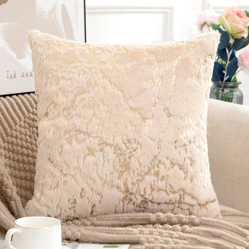 2pcs Luxurious White Golden Plush Faux Fur Cushion Cover for Living Room, Bedroom, Sofa, Car, and Office - Soft and Comfortable Decorative Pillow Cover - 17x17 Inches