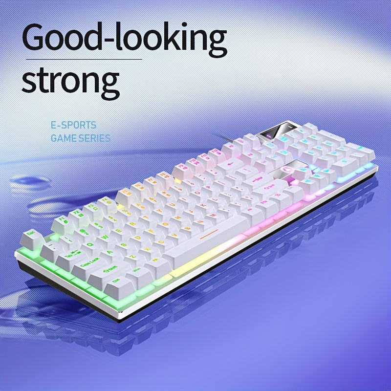 Silvery Carved Game Keyboard USB Wired Mechanical Feel Luminous Keyboard with Backlight Desktop Computer Notebook Office Universal