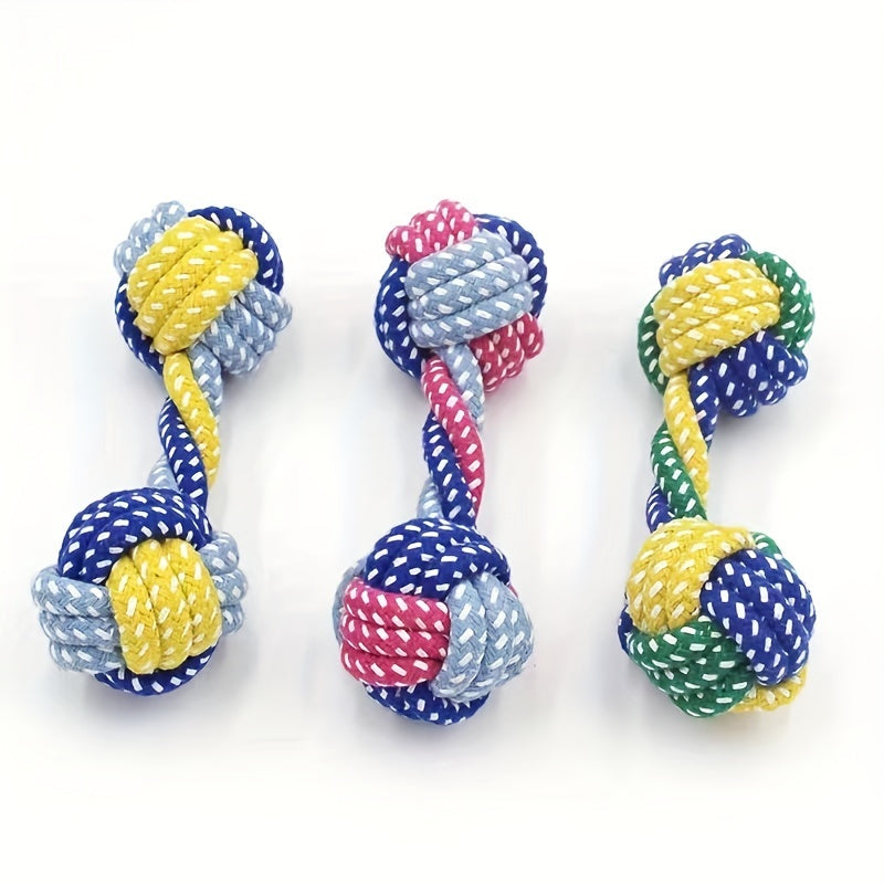 Durable Braided Barbell Pet Grinding Teeth Toy - Perfect for Small and Medium Dogs!