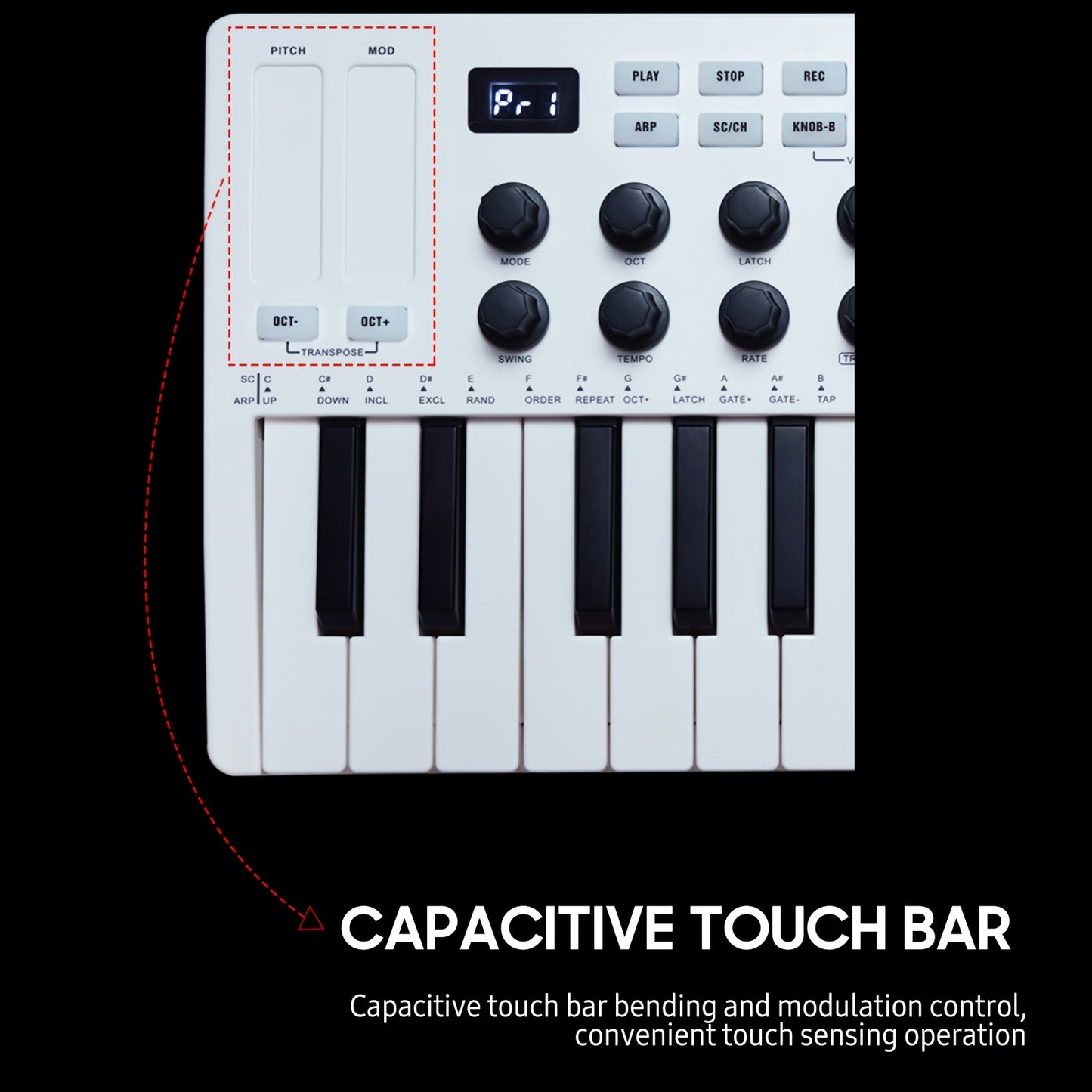 MIDI Master 25 - Portable Mini USB MIDI Controller with 25 Velocity Sensitive Keys, 8 RGB Backlit Pads, 8 Knobs, and Eid Al-Adha Mubarak Design
