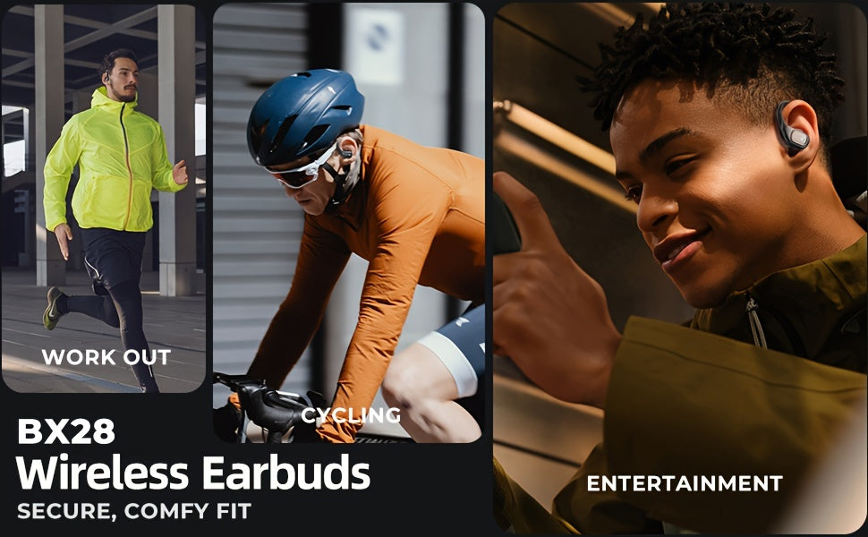 New Wireless Earphones, LIFEBEE Wireless Earbuds for Running Sports Stereo Audio LED Display, ENC Noise Cancelling Headset Built-in Mic Over-Ear Headphones Earphones with Earhooks, Sports Headphones, Workout Earbuds, Lightwei