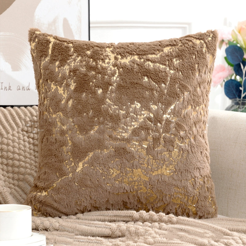 2pcs Luxurious White Golden Plush Faux Fur Cushion Cover for Living Room, Bedroom, Sofa, Car, and Office - Soft and Comfortable Decorative Pillow Cover - 17x17 Inches