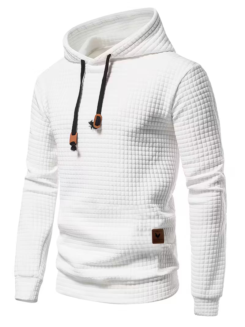 Waffle Pattern Solid Hoodie