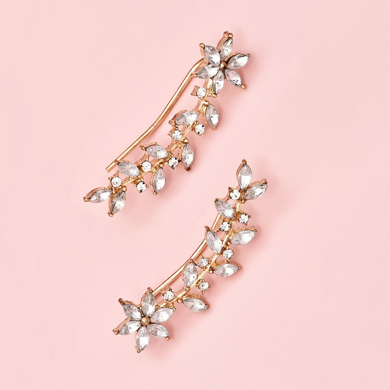 1 Pair Bohemian Crystal Leaf Earrings