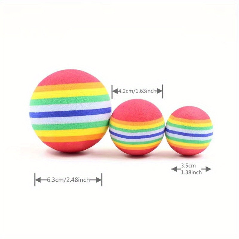 [Rainbow Cat Toy Ball] Colorful Rainbow Foam Cat Toy Ball | Small Dog Supplies Pet Toy