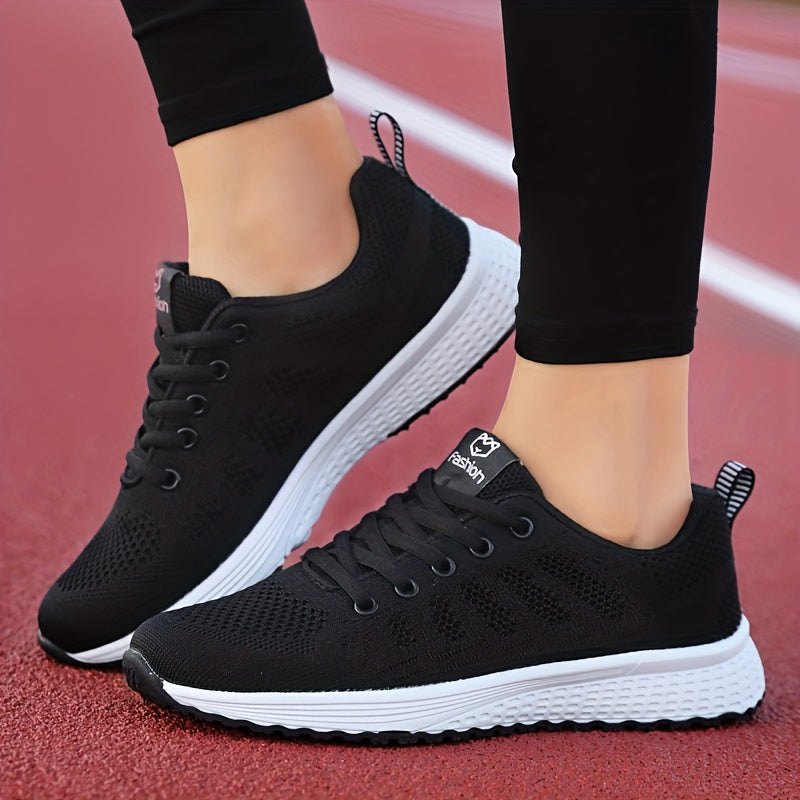 Women' Lightweight Platform Sneakers Suitable for Running, Dressy Casual & Office - Low-Top Striped Lace-Up Shoes with Cushioned Sole, Breathable Fabric Upper, Spring for Workouts, Daily Wear & Athletics (Ideal for Beginners