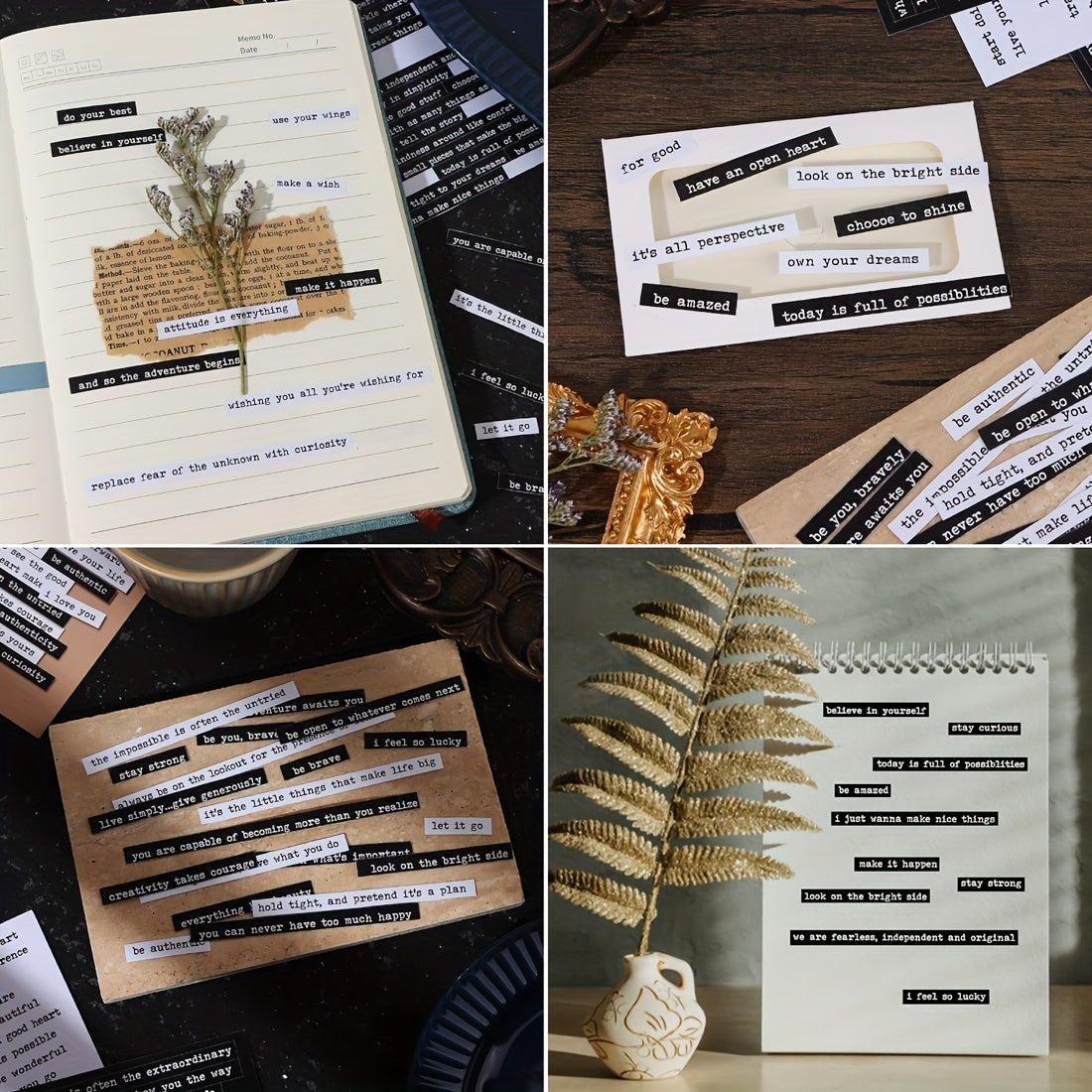 406pcs Empowering Quote Stickers - Motivational & Positive Phrases for Scrapbooking, Perfect for Journals, Planners, and DIY Art Crafts - Enhance Your Vintage Album & Creative Projects