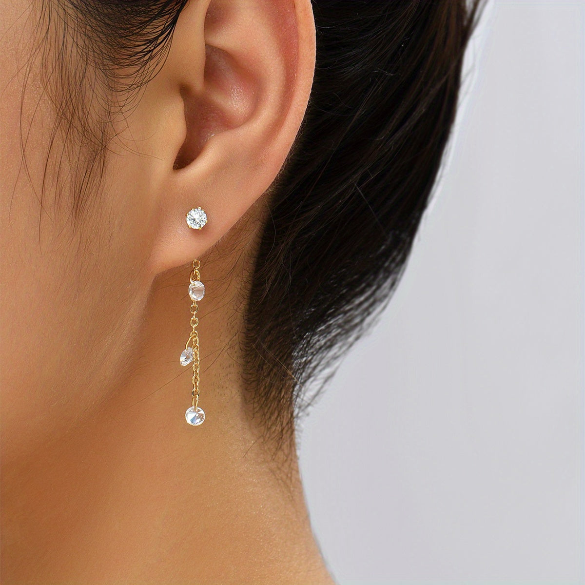 Elegant Drop Earrings Inlaid Shiny Zircon Pendant Minimalist Earrings For Women