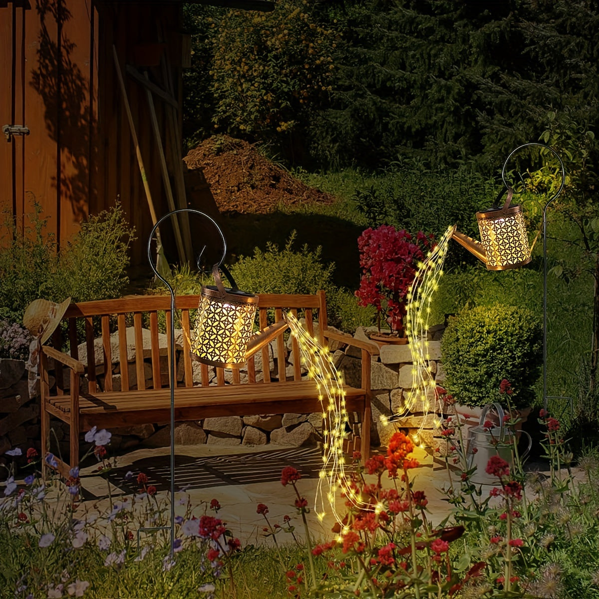 1pc Solar-Powered Watering Can Lantern - Durable Metal, Waterproof Outdoor Decor - Romantic Ambient Light for Gardens, Patios, Yards, Pathways, Perfect Mothers Day & Holiday Gift