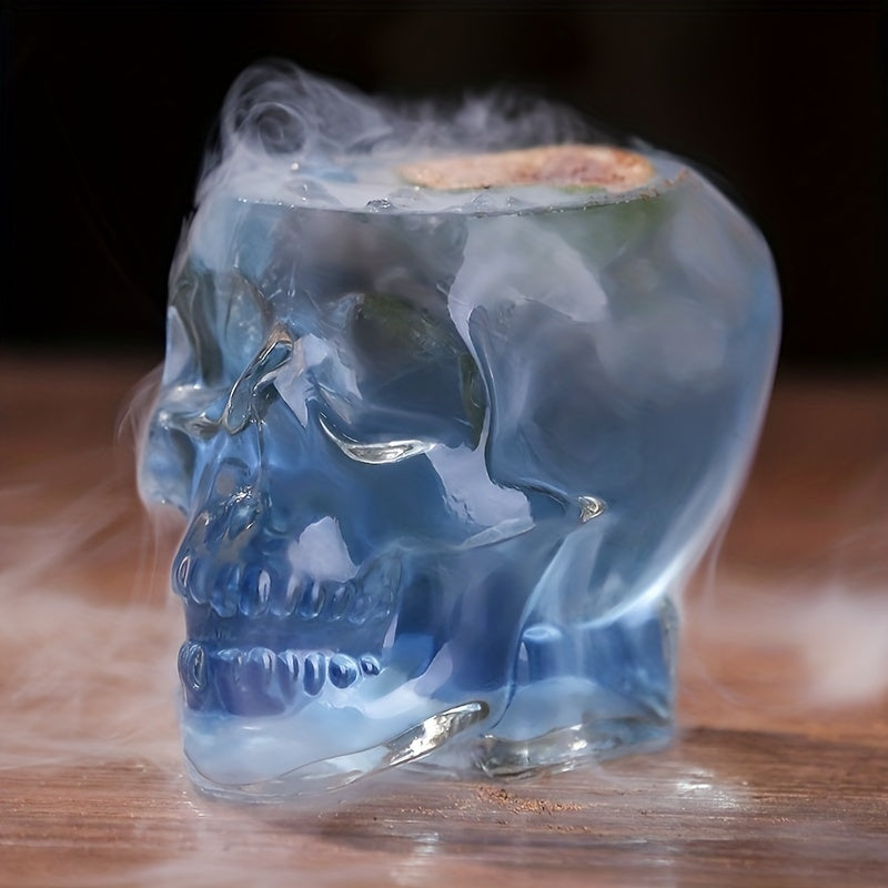 1pc/4pcs Halloween Skull-Shaped Glass Wine Bottle with Lid - Reusable, Non-Slip, Geometric Design for Cold Beverages, Perfect for Family Gatherings, Halloween Decorations, and Themed Parties