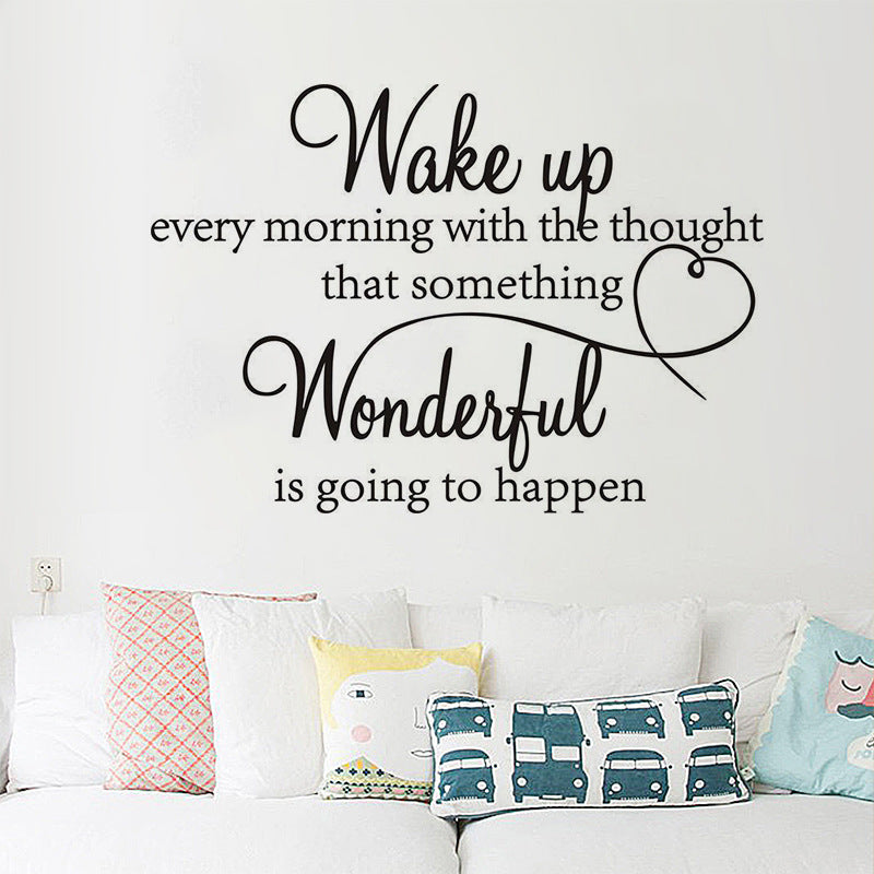 1pc Wall Decal Wake Up Every Morning With The Thought That Something Wonderful Is Going To Happen Vinyl Wall Decals Sayings Art Lettering Wall Stickers For Bedroom Living Room Inspirational Wall Decals