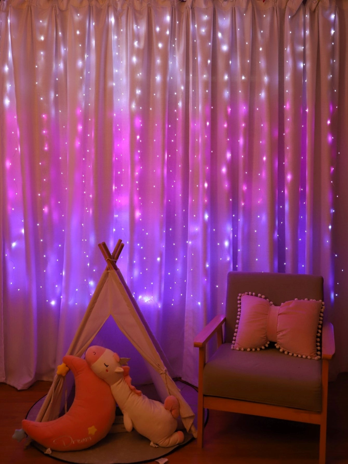 1pc, 200 LED Curtain Lights 199.95cm, Hanging Window Lights, Fairy Lights, Bedroom Decor, Indoor Decor, Christmas Holiday Party Supplies, Party Decor, Festival Decor Not Include Batteries, Halloween