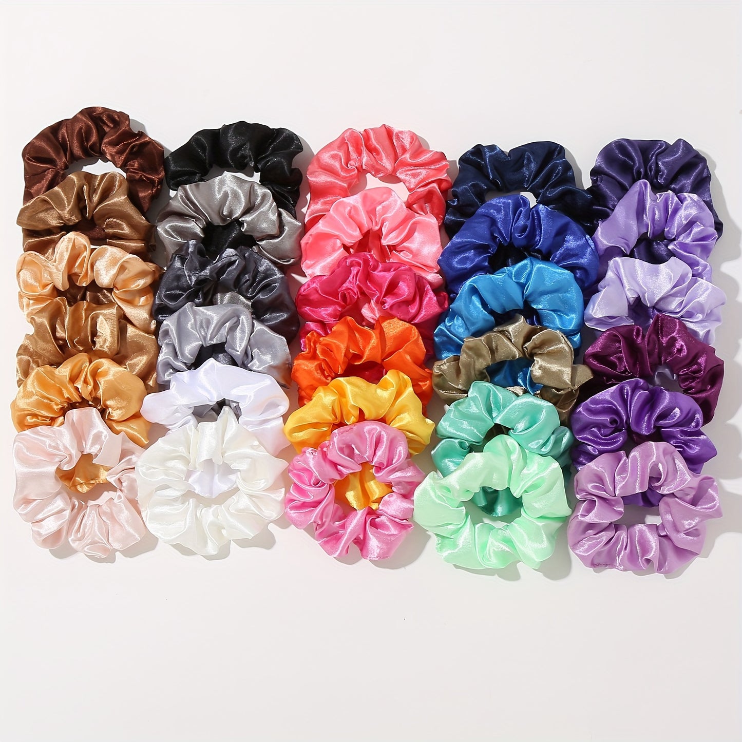 30pcs Solid Color Stain Hair Scrunchies For Women   Sleep, Soft Imitation Silk Scrunchie, Fit For Curly Fine Thick Thin Hair