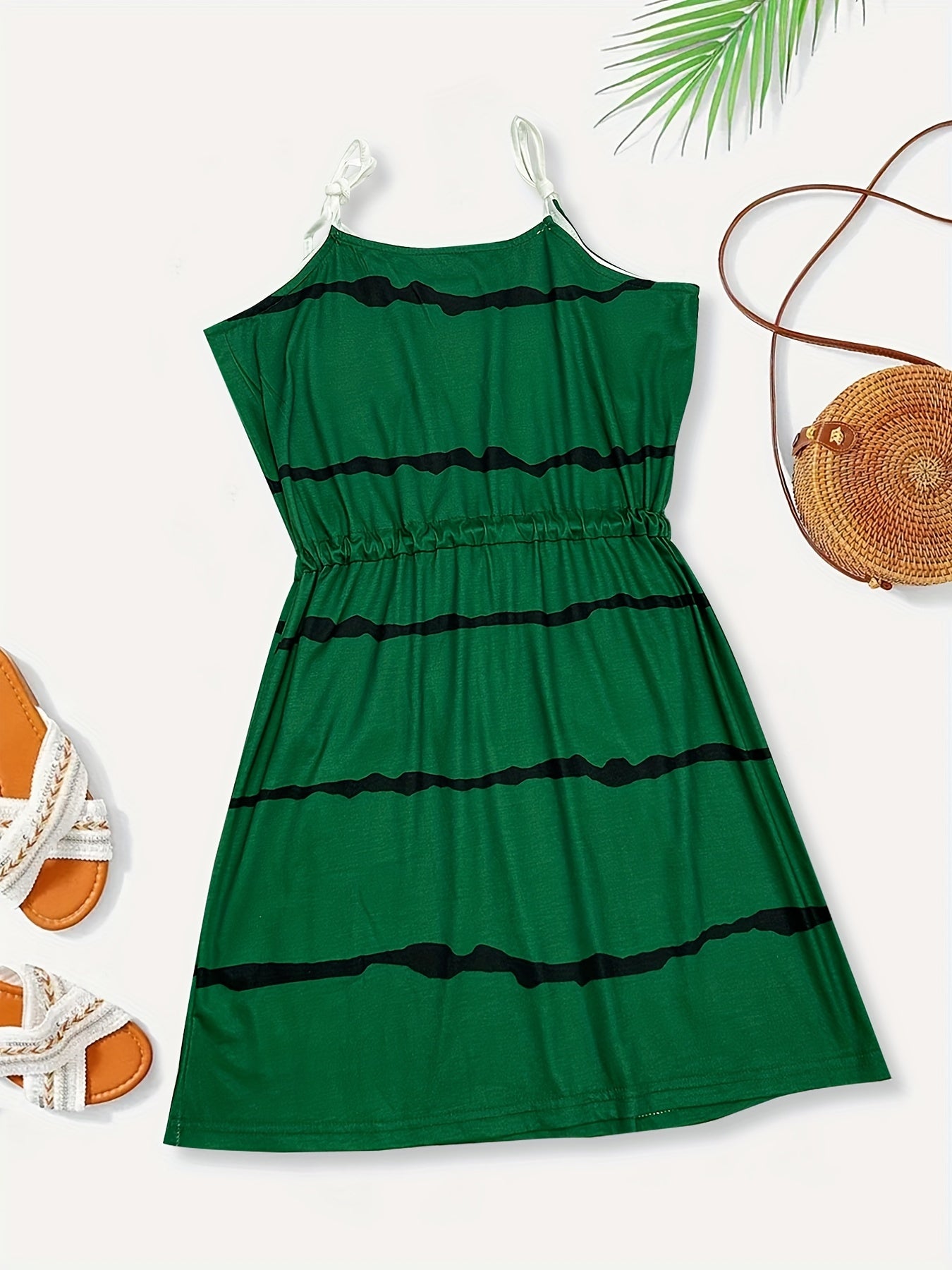 Flattering Color Block Cami Dress - Adjustable Drawstring Waist, Sleeveless for Summer & Spring - Fashionable Womens Day-to-Night Wear
