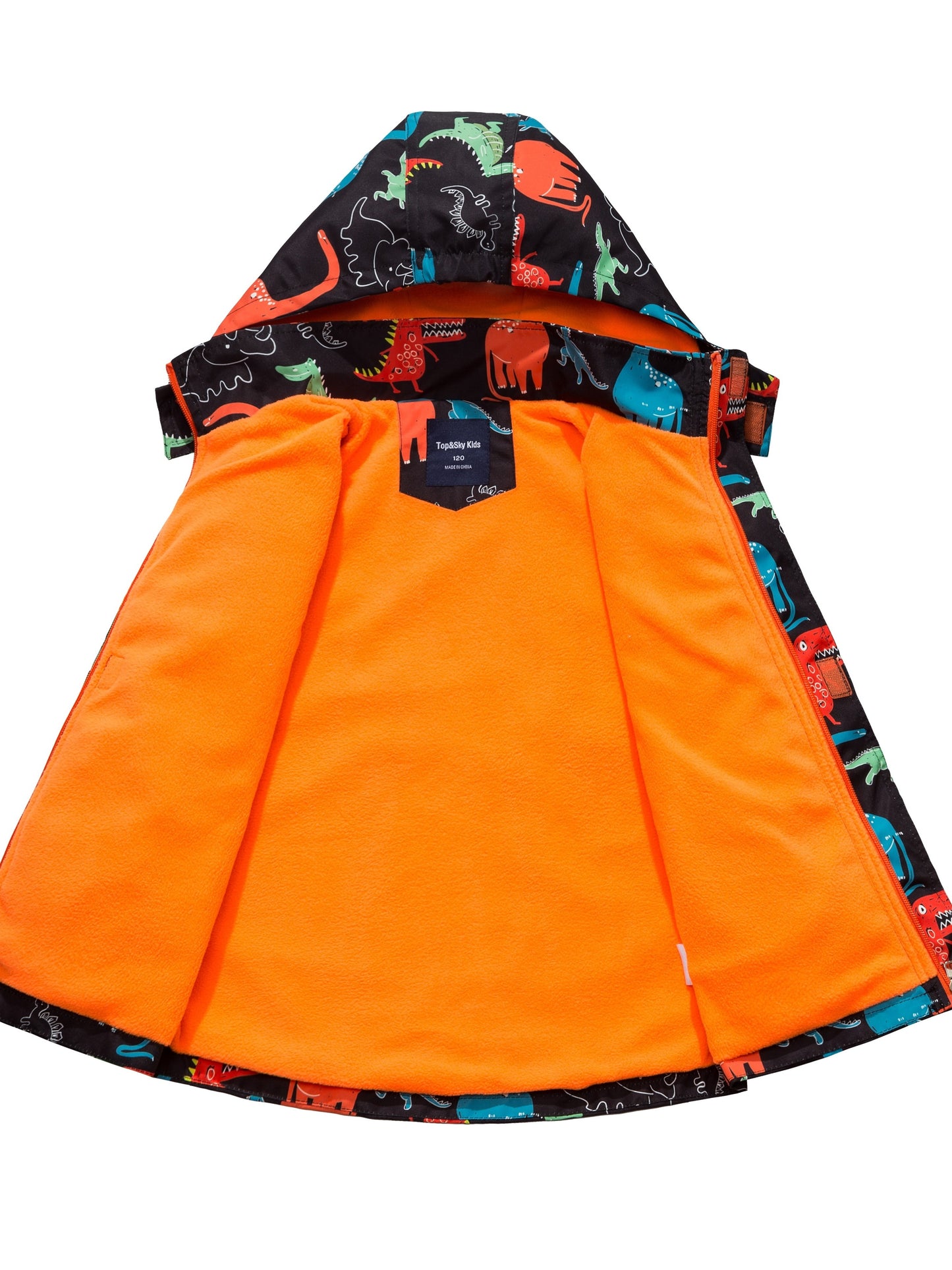 Boys' Dinosaur Jacket with Removable Hood & Windproof Fleece Lining - Lightweight Casual Zip-Up for Running, All-Season Playful Animal Print Coat, Dinosaur Clothes, Running Gear, Playful Design, Functional Zipper