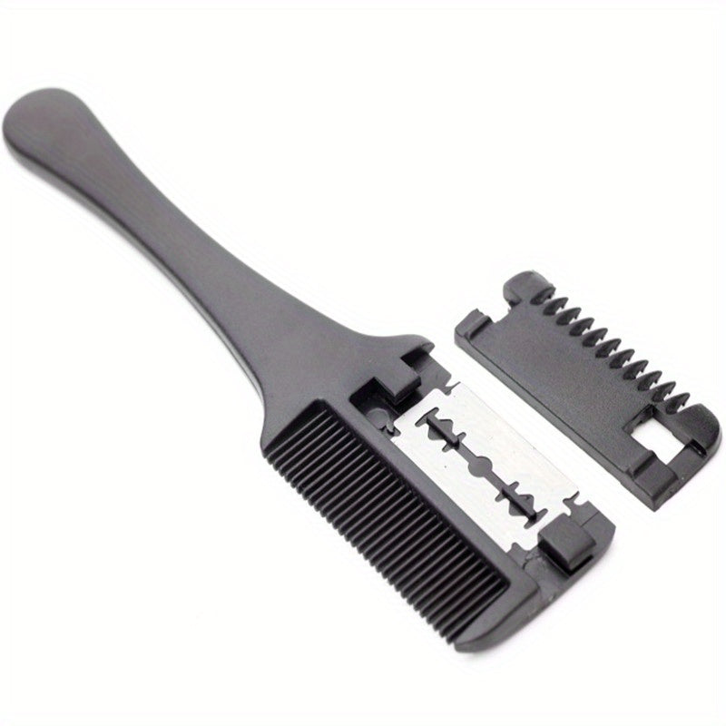 1Pc Salon-Grade Hair Cutting Comb With Razor Blade - Perfect For Thinning, Trimming, And Styling At Home