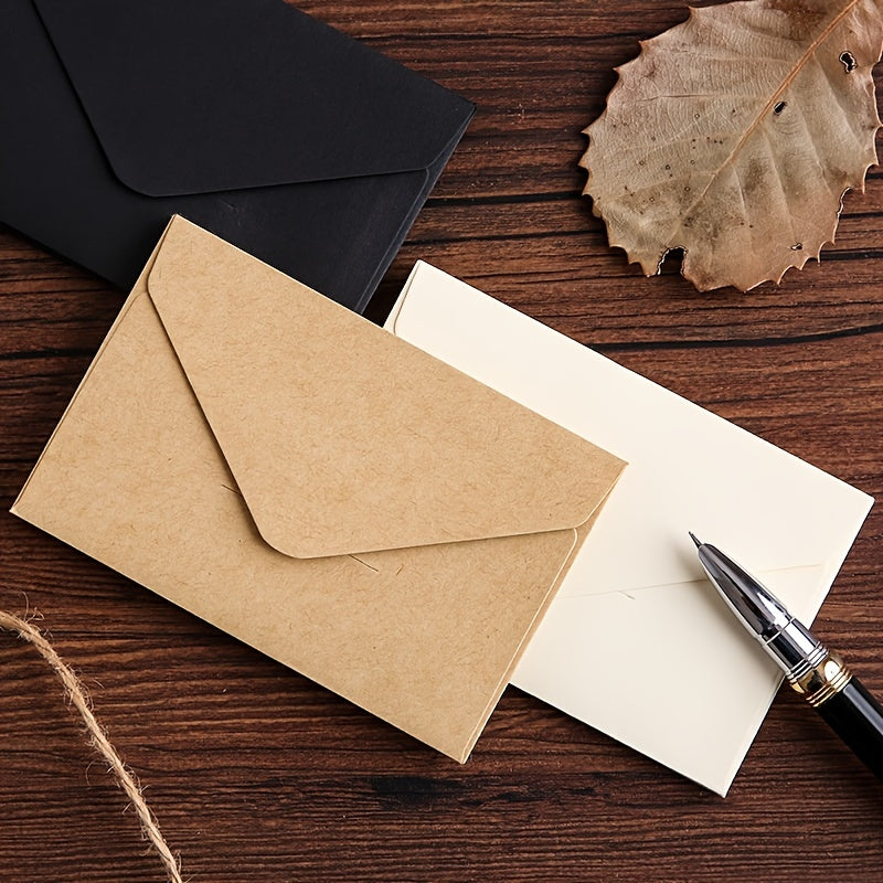 50pcs Kraft Paper Vintage Square Mini Envelopes, Self-Sealing Greeting Card Holders for Thanksgiving & Everyday Use