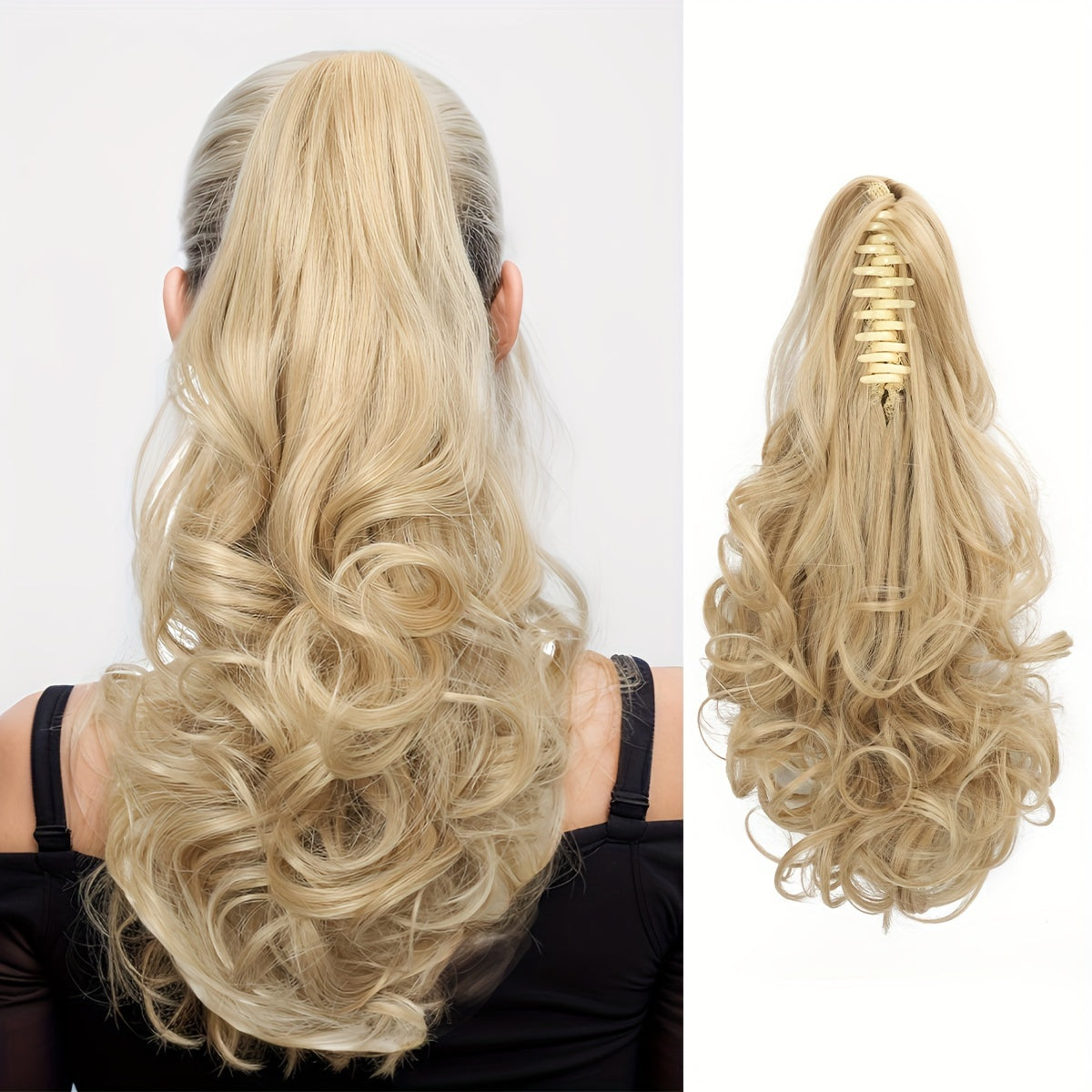 14-Inch Claw Clip Ponytail in Various Colors, Extended Pear Flower Curls, Multi-Layered Long Wavy Ponytail, Synthetic Hair Extensions Suitable for Women to Wear During New Year Role-Playing.