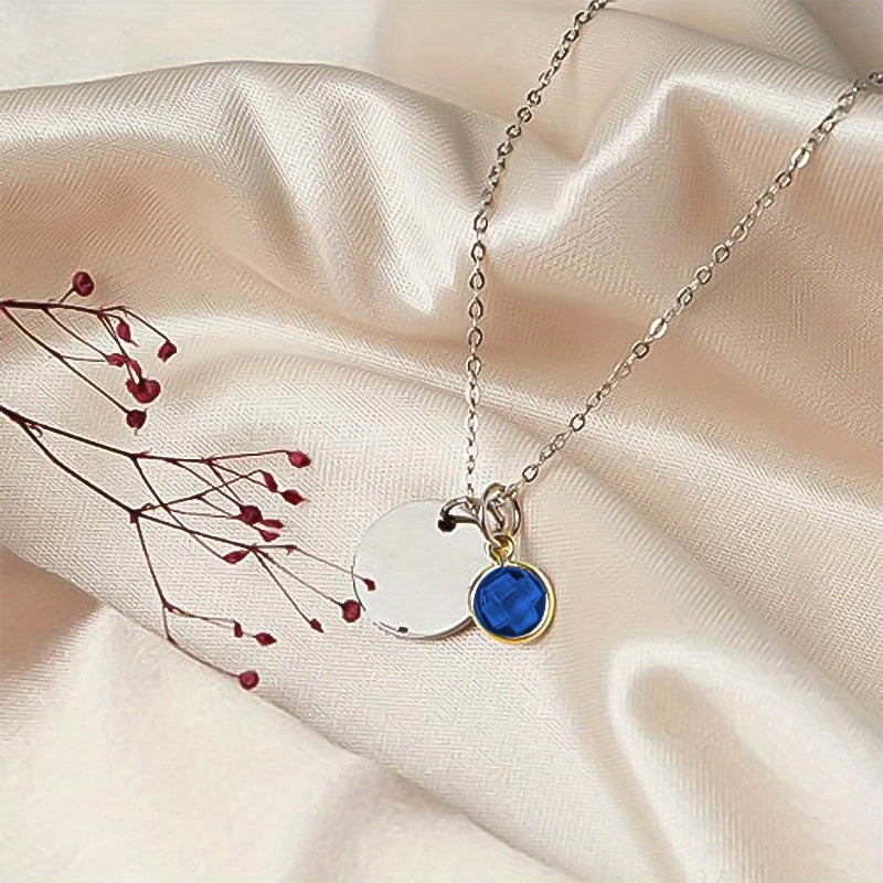 Birth Flower Engraved Necklace - Personalized Name Necklace with Birthstone and Customizable Record Time - Unique Mom Grandma Gift Idea with 12 Varieties of Birth Gemstones