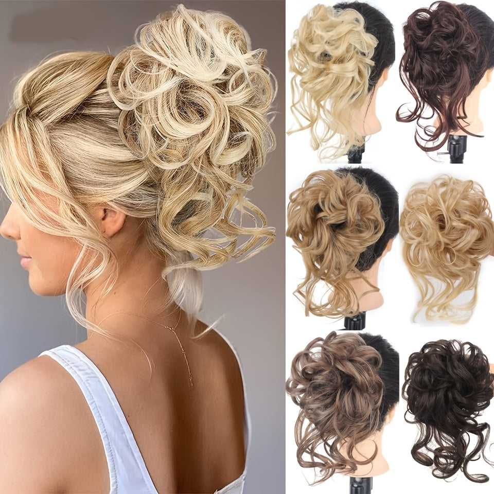 Add Volume And Style with Synthetic Messy Curly Hair Bun Chignon Scrunchy Hair Band! Hair Halloween Christmas