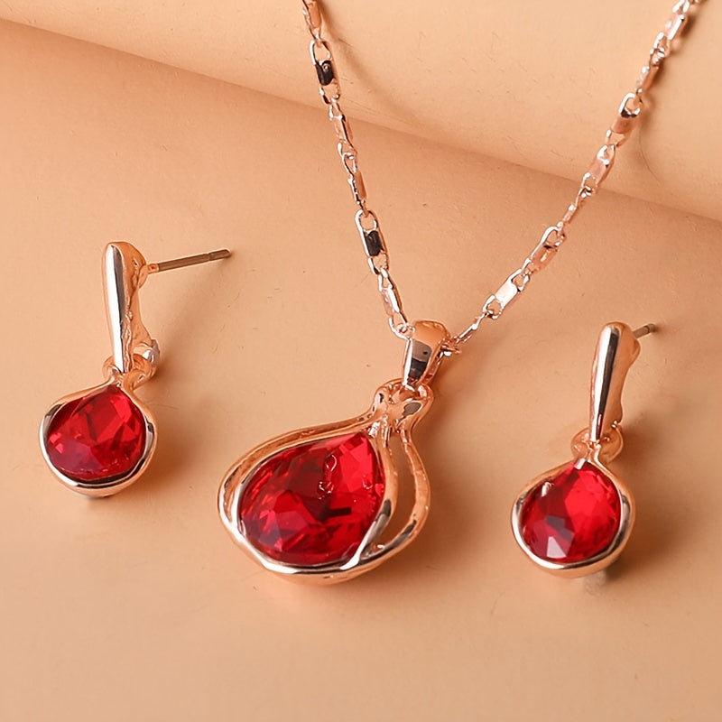 2pcs Women's Jewelry Set - Simple Style, Zinc Alloy with Artificial Crystal - All Season & Valentine's Day Gift | Daily Wear | Elegant Design