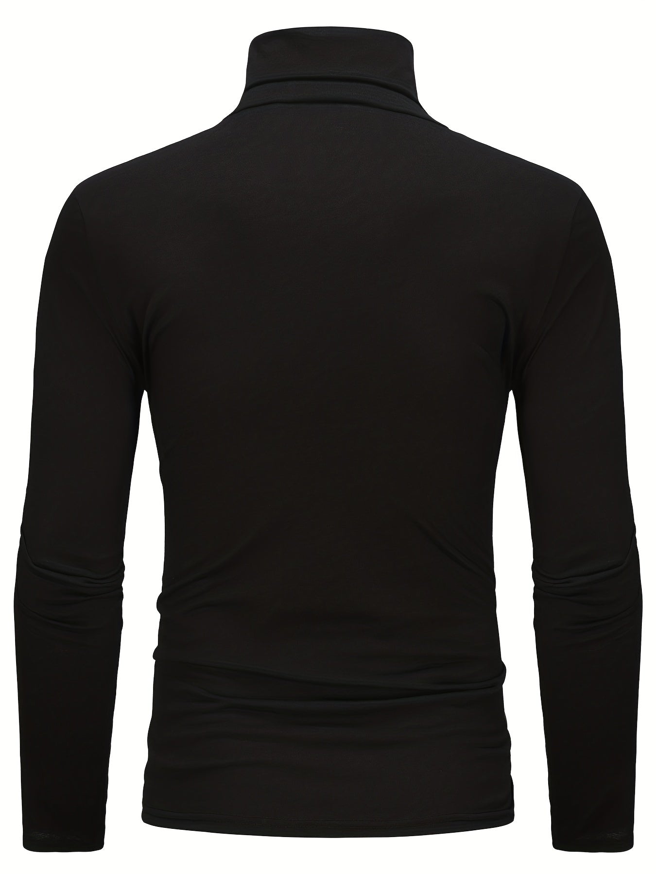 Fashionable White Base Layer Solid Color High Neck Men's Long Sleeve T-Shirt