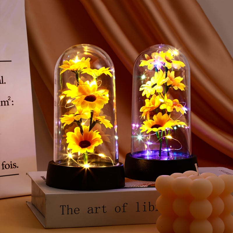 1pc Simulated Sunflower Decorative Night Light, Valentine's Day, Mother's Day, Anniversary, Weddings Gifts, Desktop, Bedside/Wall Cabinet Flower Decorative Light