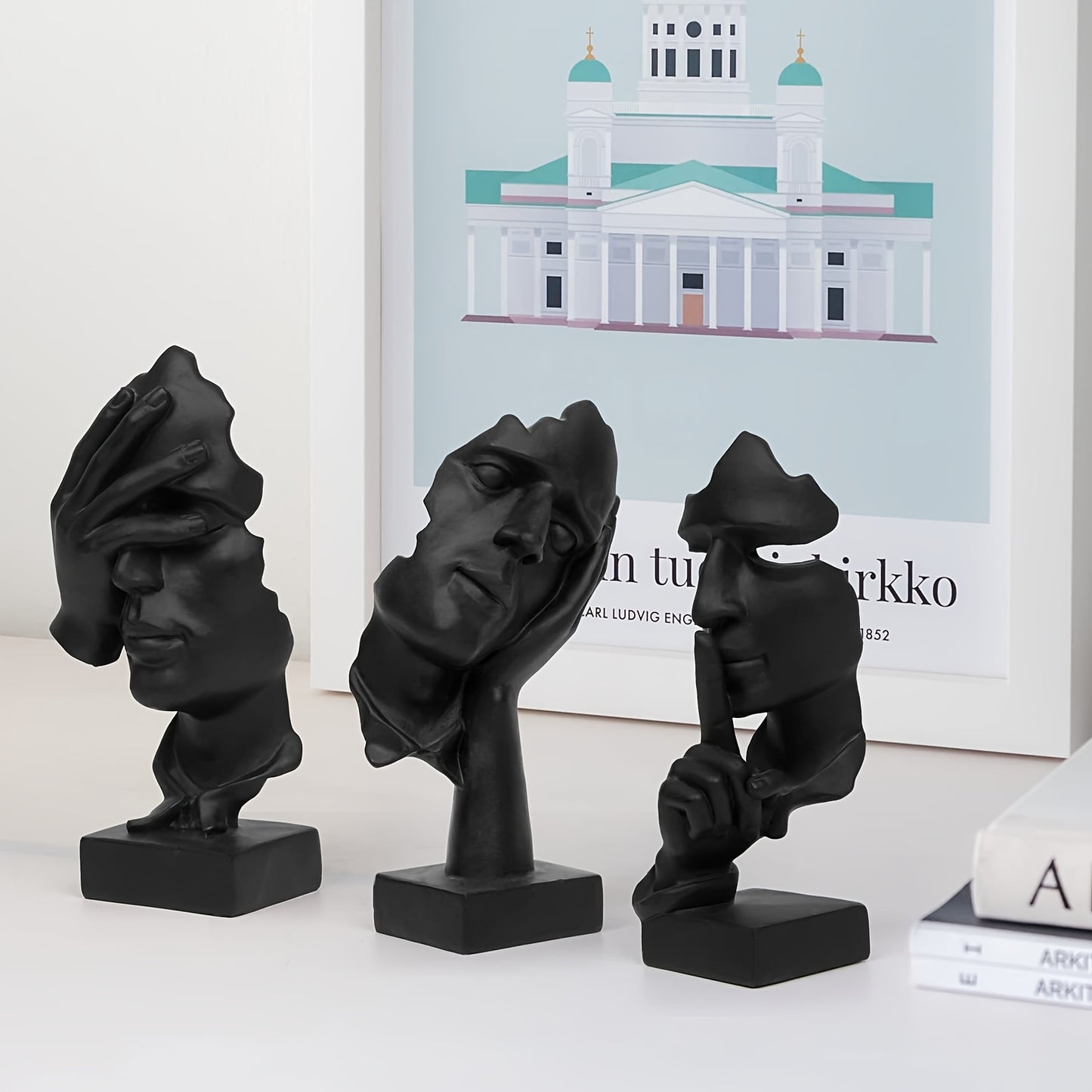 3pcs/set Abstract Face Art Ornaments, light Luxury Character, Living Room TV Cabinet Entrance Office Desktop Decoration, Home Living Room Bar Cafe Decor Ornament, Room Decor Tabletop Display Ornament