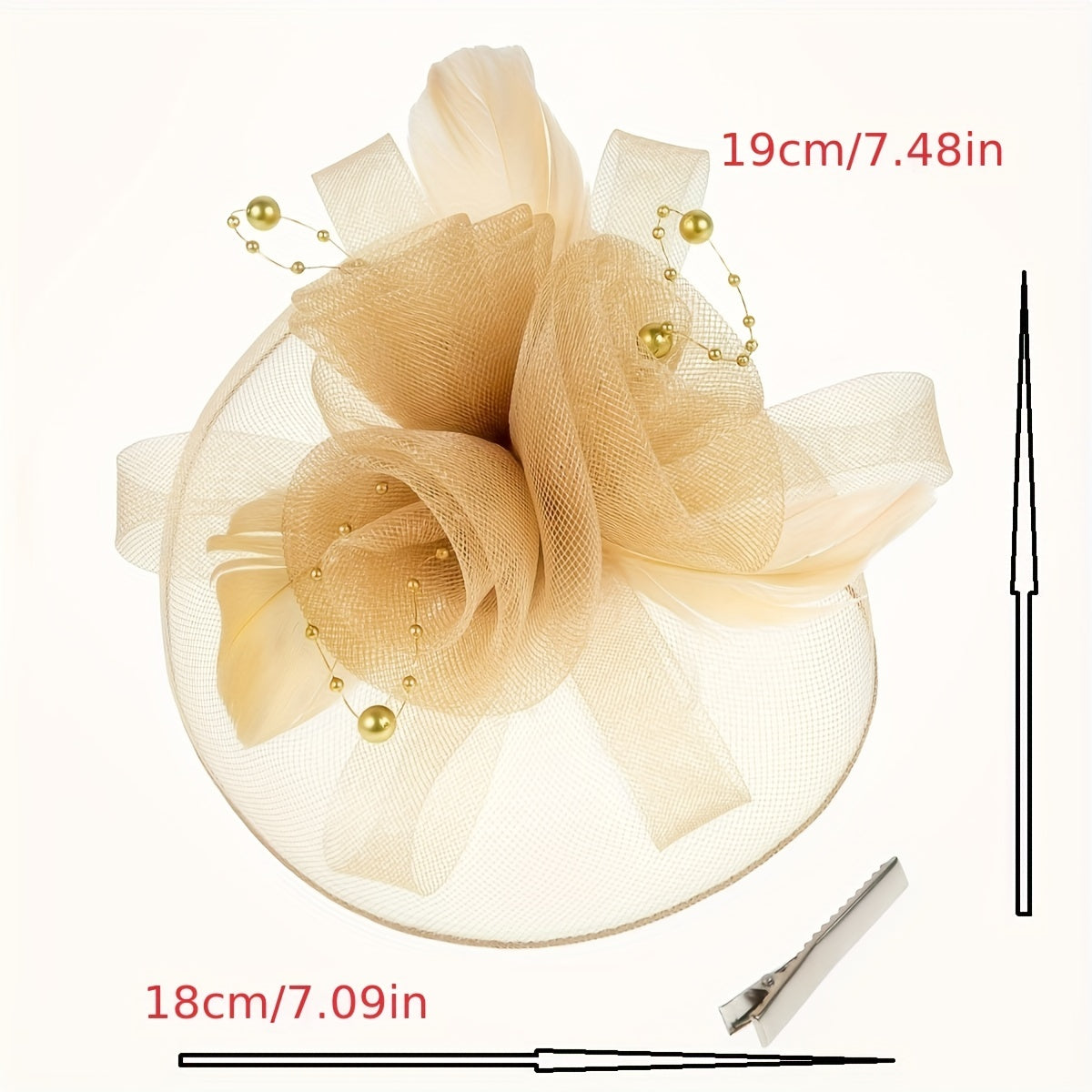 1pcs Women Mesh Flower Faux Feather Fascinator For Tea Party Birthday Horce-Racing Wedding Hat Derbyhat Church Hat