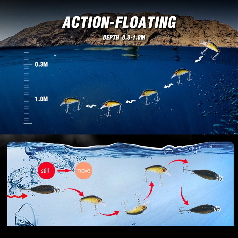 8pcs Crankbait Minnow Lure Set, Floating Artificial Fishing Lures, Topwater Baits