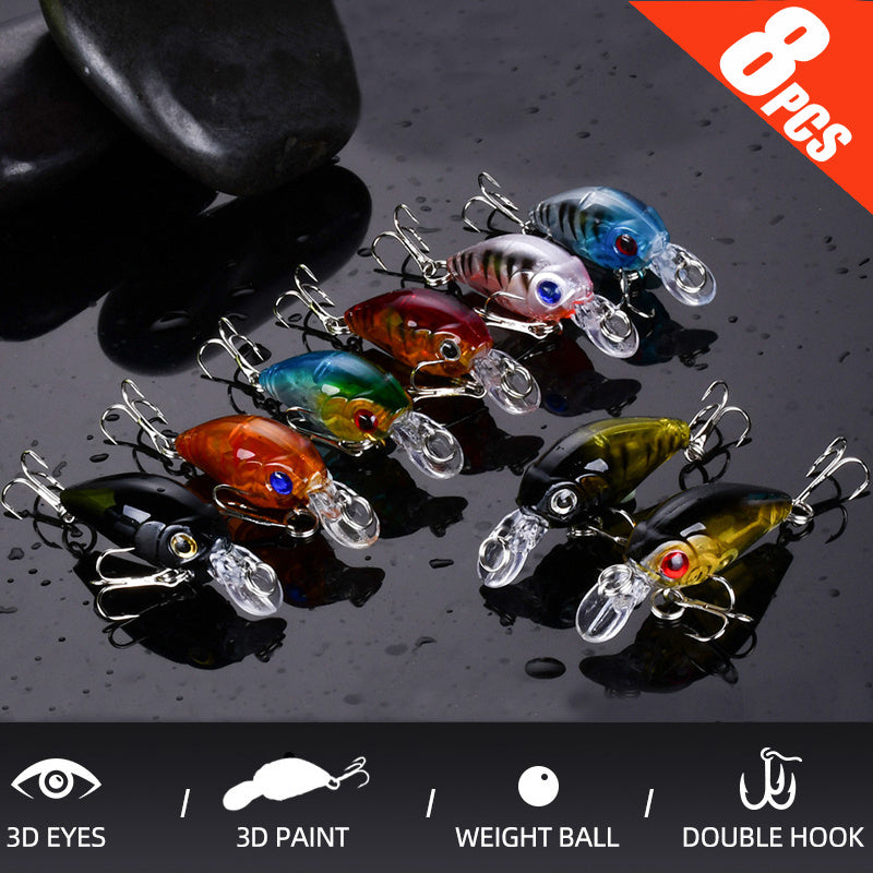8pcs Crankbait Minnow Lure Set, Floating Artificial Fishing Lures, Topwater Baits