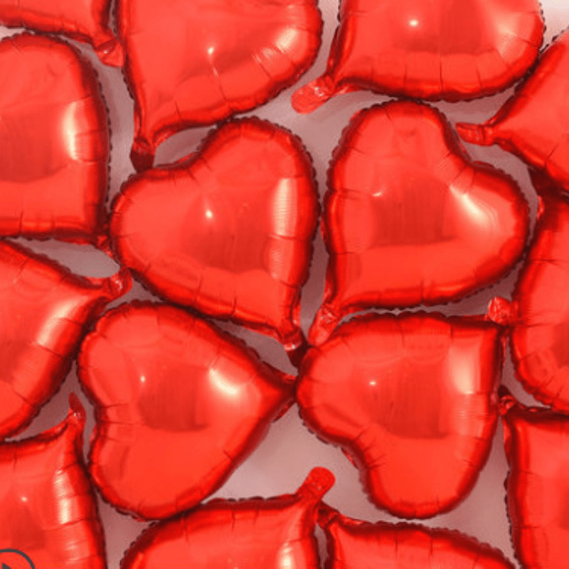 10 Pack 45.72 cm Red Heart-Shaped Foil Balloons - Metallic Glossy Valentine's Day Decorations for Parties, Romantic Events, Indoor & Outdoor Decor, Romantic Decorations | Metallic Finish | Reflective Surface