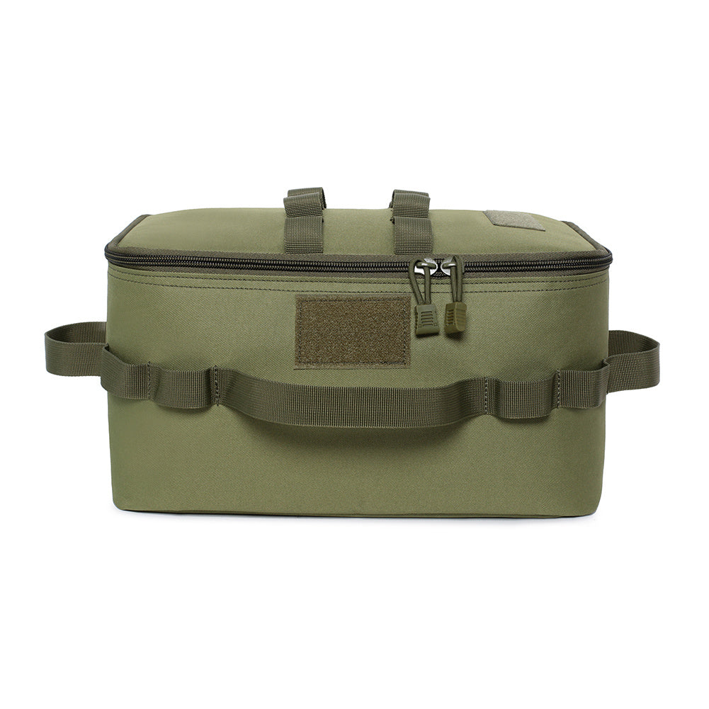 Rugged Comfort| Durable Oxford Cloth Camping Gas Tank Storage Bag with Ground Nail & Cookware Compartments - Portable, Multi-Pocket Design for Outdoor Adventures, Green